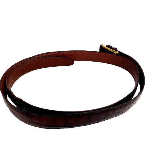 Bally Brown Bella Croc Leather Belt. SIZE : 34 / 85 USA Crook Horn handmade USA - Picture 9 of 9